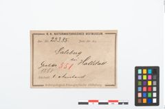 Etikett zu Bronzehohlbuckelarmreif (NHMW-PRAE-025385)